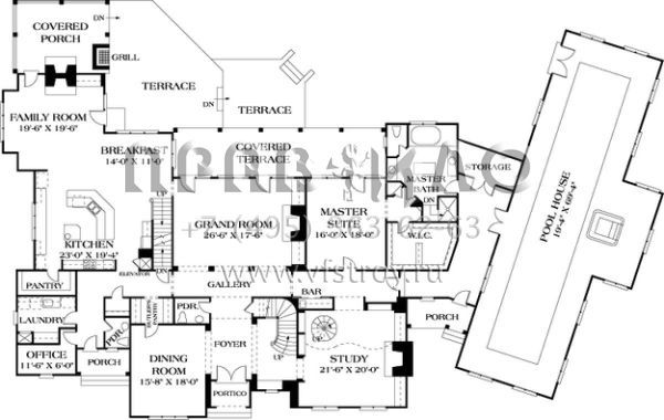 Проект двухэтажного дома с гаражом на три и более машин в стиле Ранчо S5-893 (3323-00535)