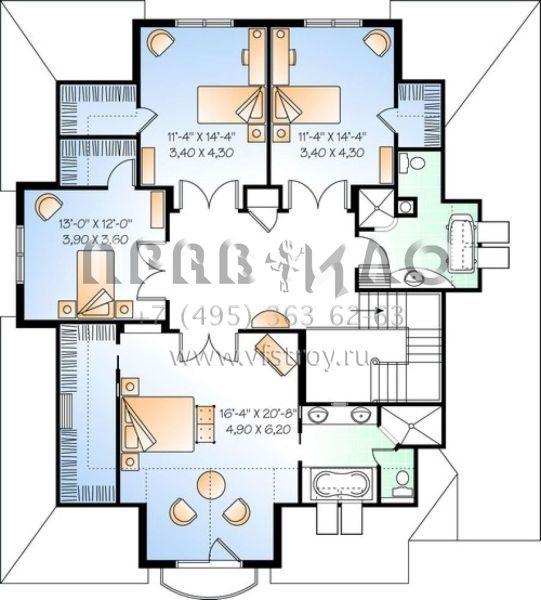 Проект двухэтажного дома с гаражом на две машины в стиле Ранчо S5-290 (034-00413)