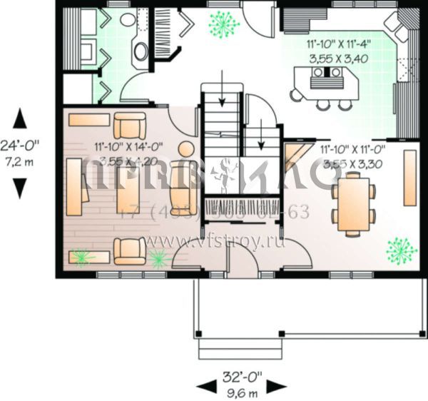 Проект двухэтажного дома без гаража в стиле Ранчо S5-135 (034-00012)