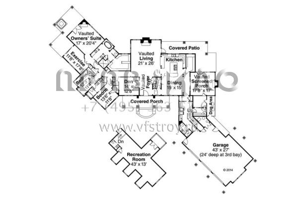 Проект двухэтажного дома с гаражом на три и более машин в современном стиле S5-424 (035-00659)