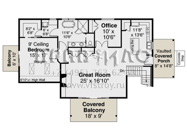 Проект одноэтажного дома с гаражом на две машины в стиле Ранчо S5-190 (035-00903)