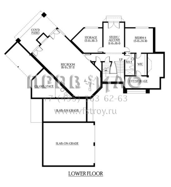 Проект двухэтажного дома с гаражом на две машины в стиле Ранчо S5-549 (341-00250)