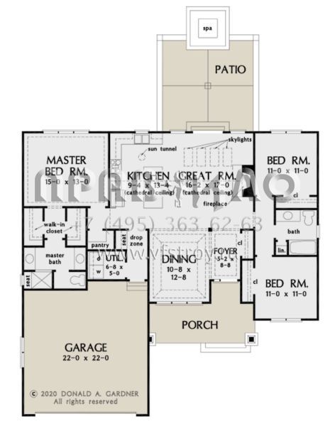 Проект одноэтажного дома с гаражом на две машины в американском стиле S5-145 (2865-00101)