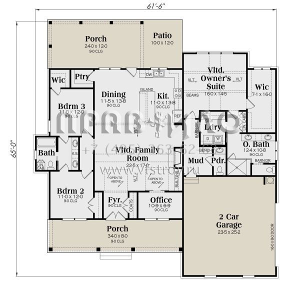 Проект одноэтажного дома с гаражом на две машины в современном стиле S5-192 (009-00312)
