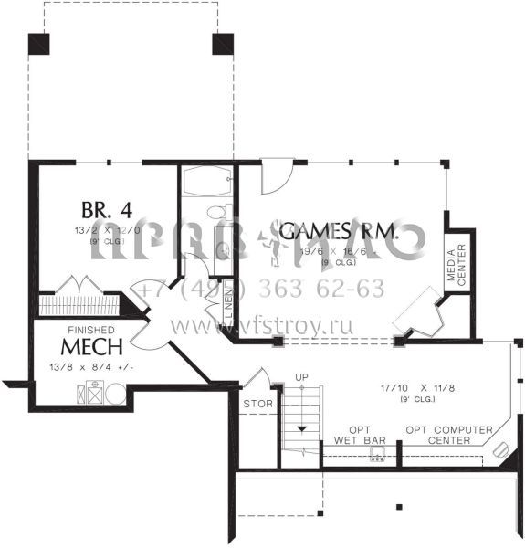 Проект двухэтажного дома с гаражом на три и более машин в американском стиле S5-368 (2559-00546)