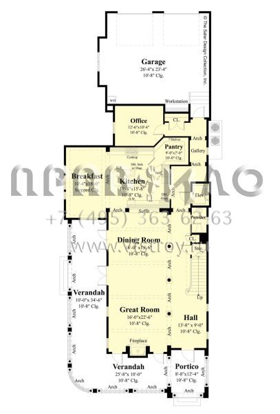 Проект двухэтажного дома с гаражом на две машины в стиле Ранчо S5-384 (8436-00061)
