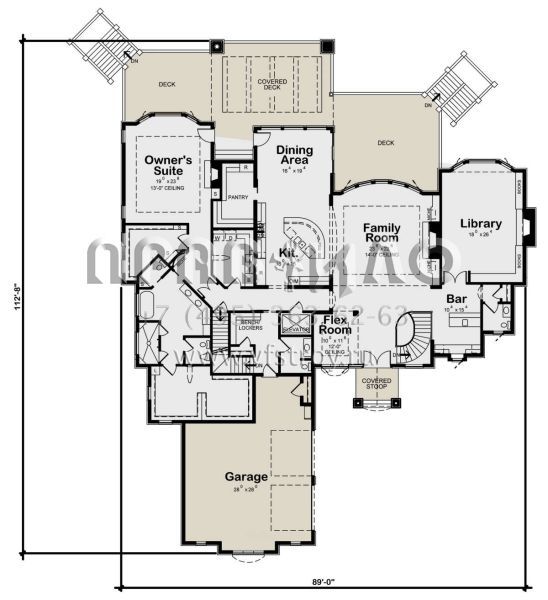 Проект одноэтажного дома с гаражом на две машины в американском стиле S5-753 (402-01791)