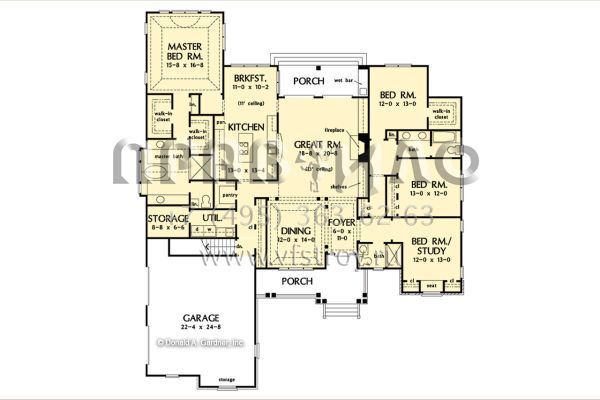 Проект одноэтажного дома с гаражом на две машины в стиле Ранчо S5-253 (2865-00379)