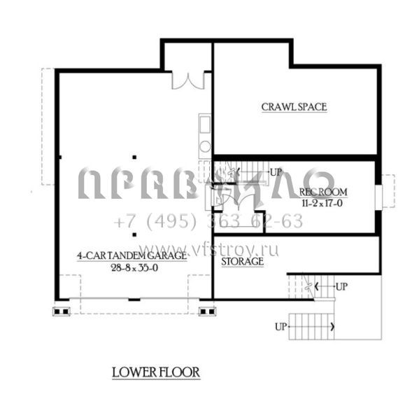 Проект двухэтажного дома с гаражом на три и более машин в американском стиле S5-307 (341-00108)
