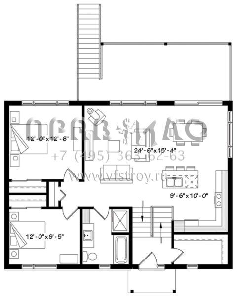 Проект двухэтажного дома с гаражом на одну машину в современном стиле S5-198 (034-01126)