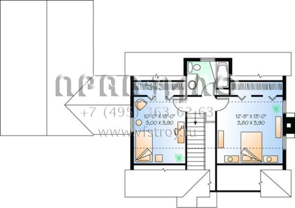 Проект двухэтажного дома с гаражом на одну машину в стиле Ранчо S5-122 (034-00923)