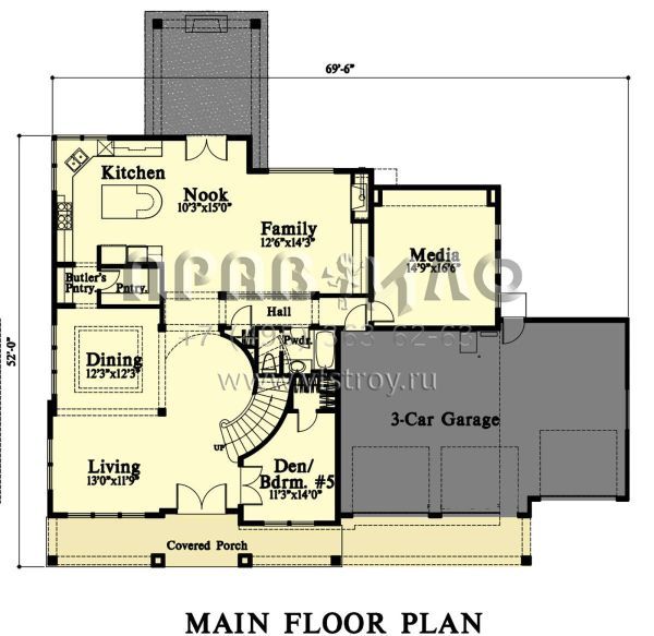 Проект двухэтажного дома с гаражом на три и более машин в современном стиле S5-359 (4771-00003)