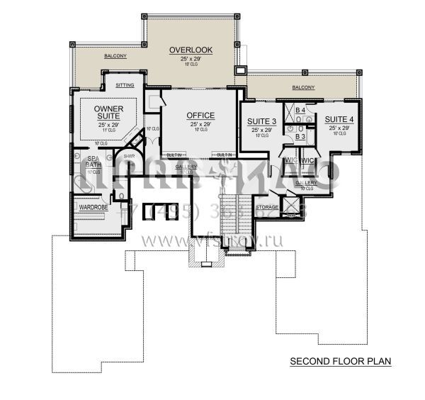 Проект двухэтажного дома с гаражом на три и более машин в английском стиле S5-574 (5445-00497)
