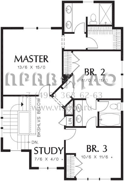 Проект двухэтажного дома с гаражом на две машины в стиле Ранчо S5-155 (2559-00024)