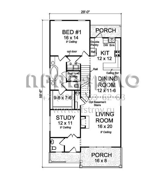 Проект двухэтажного дома без гаража в стиле Ранчо S5-207 (4848-00333)