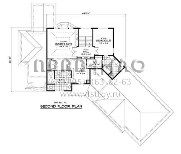 Проект двухэтажного дома с гаражом на три и более машин в стиле Ранчо S5-263 (098-00030)