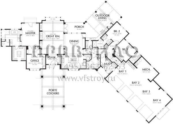 Проект двухэтажного дома с гаражом на три и более машин в стиле Шале S5-403 (2559-00792)