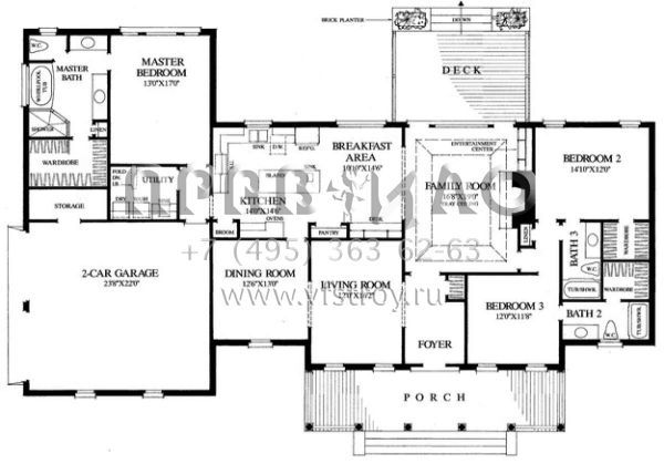 Проект одноэтажного дома с гаражом на две машины в стиле Ранчо S5-222 (7922-00091)