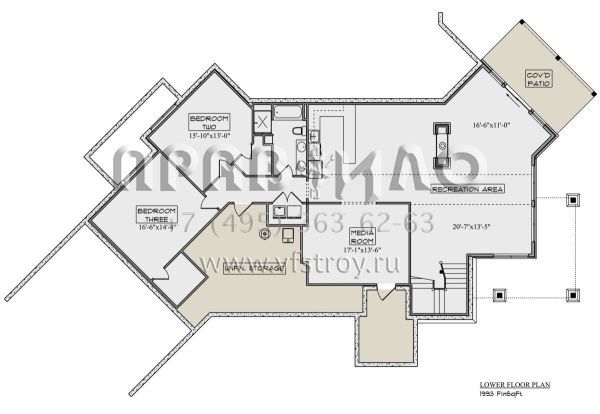 Проект одноэтажного дома с гаражом на три и более машин в стиле Шале S5-419 (5631-00176)