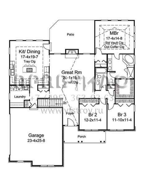 Проект одноэтажного дома с гаражом на две машины в стиле Ранчо S5-190 (5633-00286)