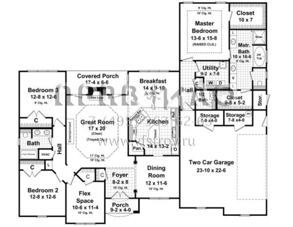 Проект одноэтажного дома с гаражом на две машины в стиле Ранчо S5-218 (348-00142)