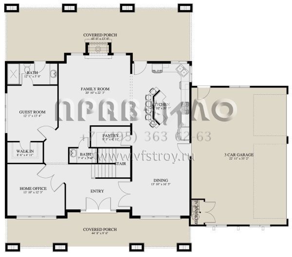 Проект двухэтажного дома с гаражом на три и более машин в американском стиле S5-384 (2802-00156)