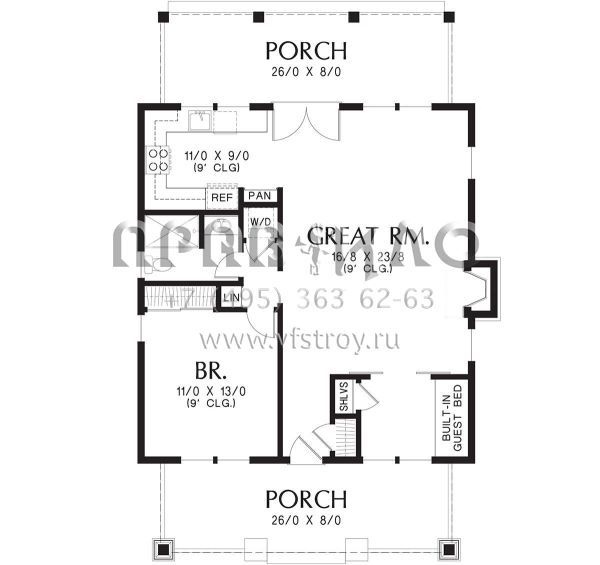 Проект одноэтажного дома без гаража в стиле Ранчо S5-89 (2559-00687)