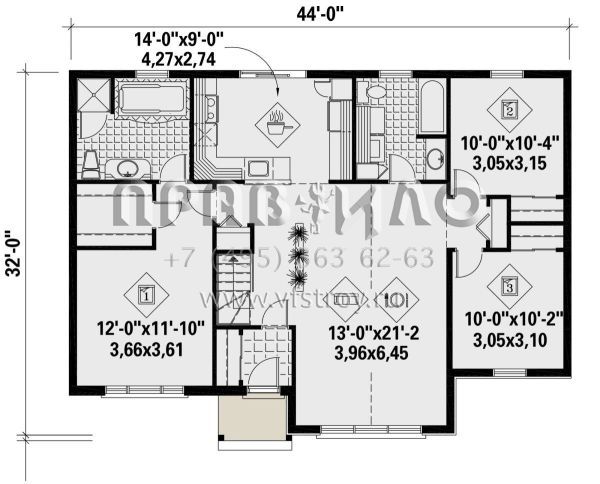 Проект одноэтажного дома без гаража в современном стиле S5-120 (6146-00417)