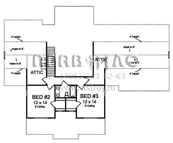 Проект двухэтажного дома с гаражом на три и более машин в американском стиле S5-213 (4848-00328)