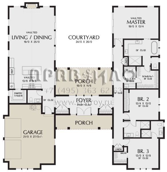 Проект одноэтажного дома с гаражом на две машины в современном стиле S5-228 (2559-00924)