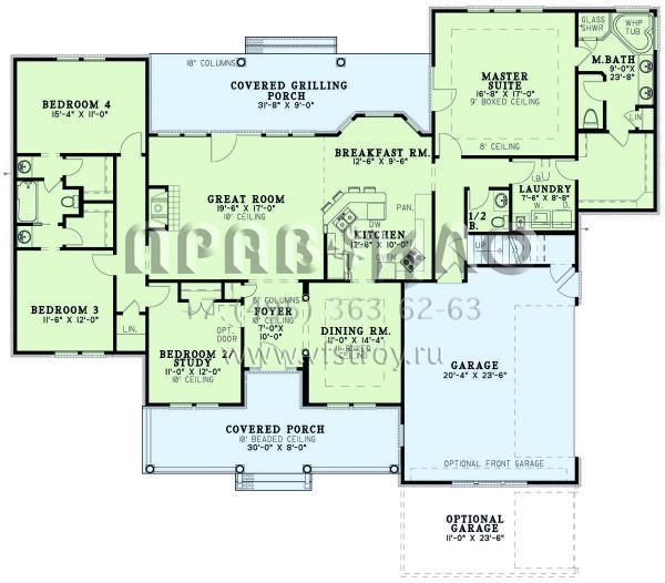 Проект одноэтажного дома с гаражом на две машины в стиле Ранчо S5-222 (110-01094)