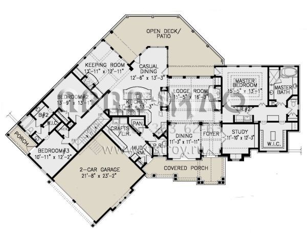 Проект одноэтажного дома с гаражом на две машины в американском стиле S5-251 (699-00304)