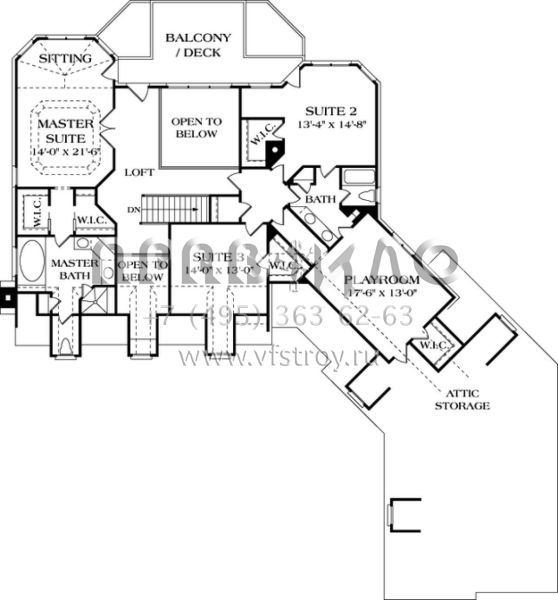 Проект двухэтажного дома с гаражом на три и более машин в стиле Ранчо S5-517 (3323-00401)