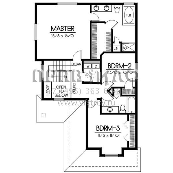 Проект двухэтажного дома с гаражом на две машины в стиле Ранчо S5-165 (692-00212)