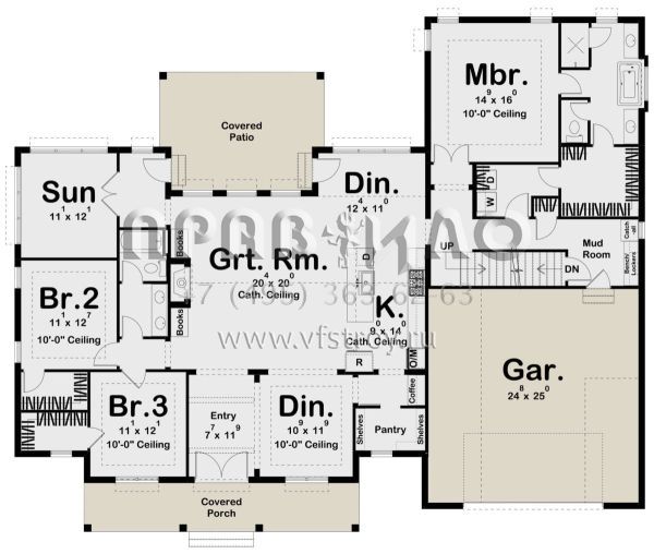 Проект одноэтажного дома с гаражом на две машины в стиле Ранчо S5-226 (963-00575)