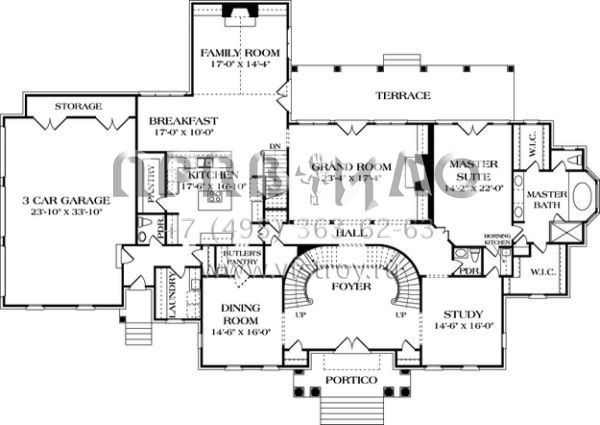 Проект двухэтажного дома с гаражом на три и более машин в стиле Ранчо S5-531 (3323-00524)