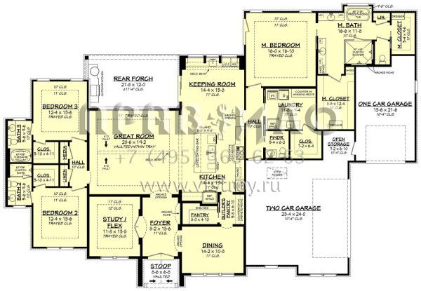 Проект одноэтажного дома с гаражом на три и более машин в современном стиле S5-286 (041-00268)