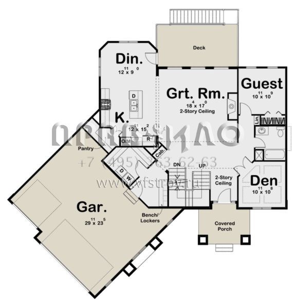 Проект двухэтажного дома с гаражом на три и более машин в прибрежном стиле S5-232 (963-00143)