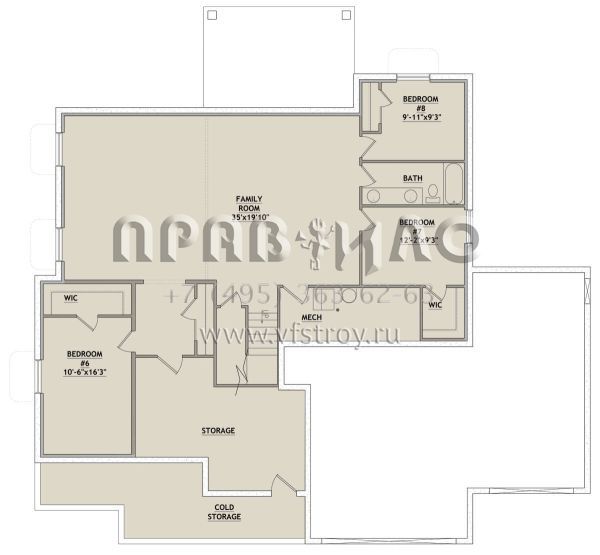 Проект двухэтажного дома с гаражом на три и более машин в стиле Ранчо S5-290 (8768-00021)