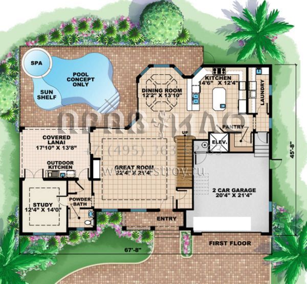 Проект двухэтажного дома с гаражом на две машины в современном стиле S5-313 (575-00030)