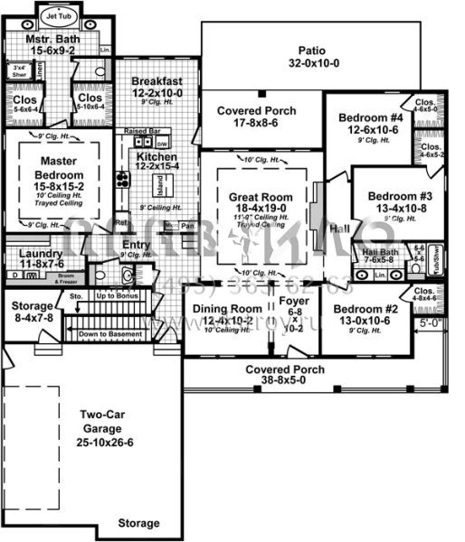 Проект одноэтажного дома с гаражом на две машины в стиле Ранчо S5-224 (348-00230)
