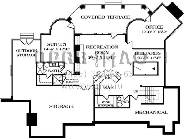 Проект двухэтажного дома с гаражом на три и более машин в стиле Ранчо S5-615 (3323-00474)