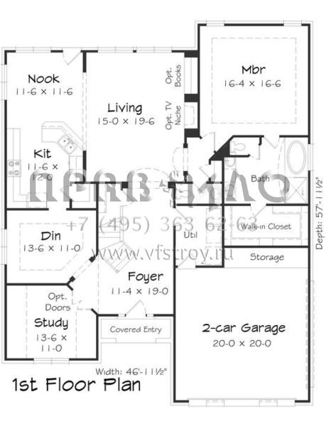 Проект двухэтажного дома с гаражом на две машины в английском стиле S5-301 (3367-00013)