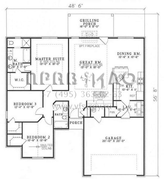 Проект одноэтажного дома с гаражом на две машины в стиле Ранчо S5-146 (110-00362)
