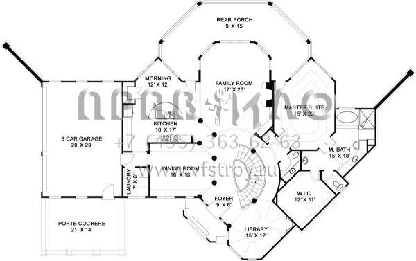 Проект двухэтажного дома с гаражом на три и более машин в английском стиле S5-277 (4195-00013)