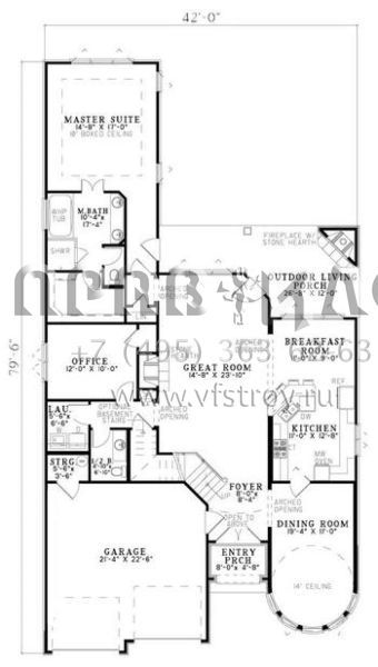 Проект двухэтажного дома с гаражом на две машины в стиле Ранчо S5-268 (110-00810)