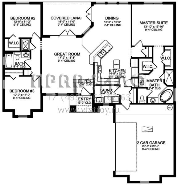Проект одноэтажного дома с гаражом на две машины в прибрежном стиле S5-165 (3978-00123)