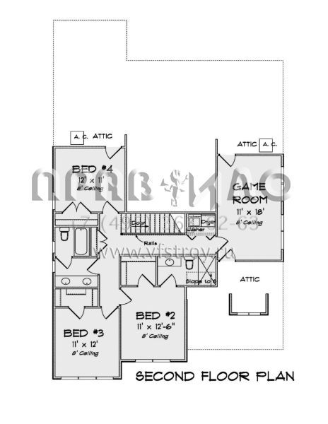 Проект двухэтажного дома с гаражом на две машины в стиле Ранчо S5-226 (4848-00367)