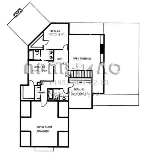 Проект двухэтажного дома с гаражом на три и более машин в стиле Ранчо S5-530 (039-00514)