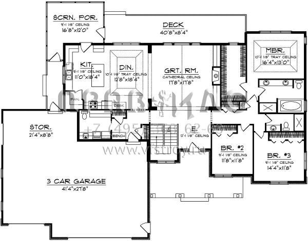 Проект одноэтажного дома с гаражом на три и более машин в скандинавском стиле S5-218 (1020-00314)